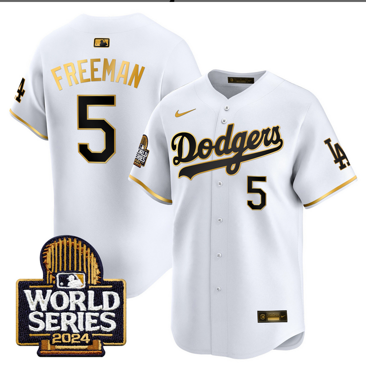 Men MLB Los Angeles Dodgers #5 Freeman white 2024 World Series Champions Patch Limited Jersey20241105 style 4->los angeles dodgers->MLB Jersey